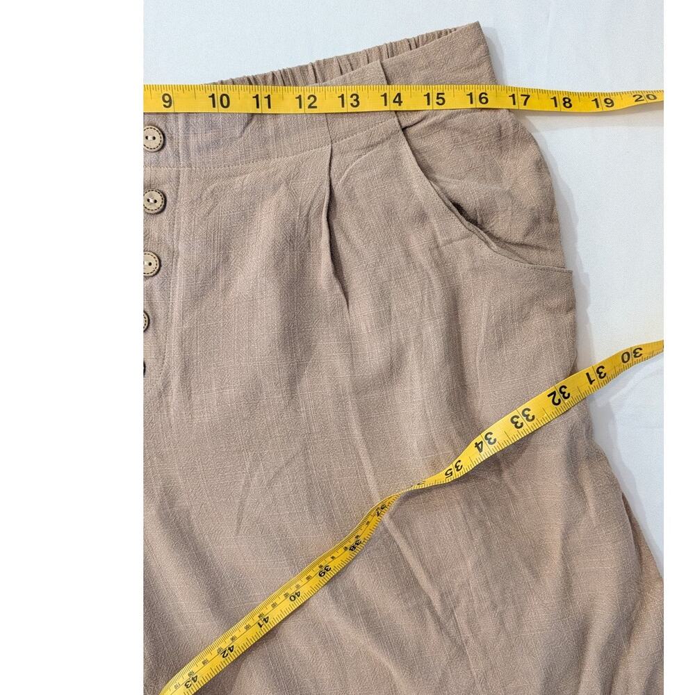 Linen Blend Wide Leg Pants XL Tan Elastic Waist Resort Vacation NWT - Picture 6 of 9
